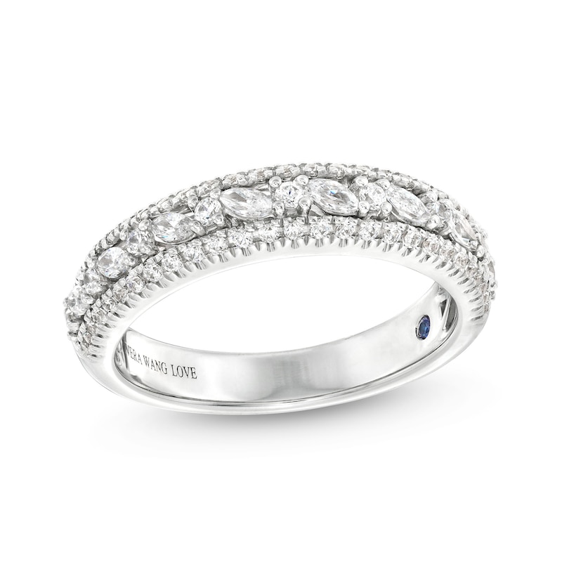 Vera Wang Love Collection 0.58 CT. T.W. Diamond Edge Vintage-Style Wedding Band in 14K White Gold|Peoples Jewellers