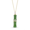 Thumbnail Image 0 of Jade and 0.085 CT. T.W. Diamond Bamboo Pendant in 14K Gold