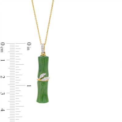 Jade and 0.085 CT. T.W. Diamond Bamboo Pendant in 14K Gold