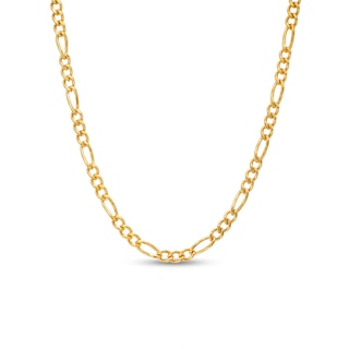 Men's 3.5mm Figaro Chain Necklace in Solid Stainless Steel  with Yellow Ion-Plate - 24"