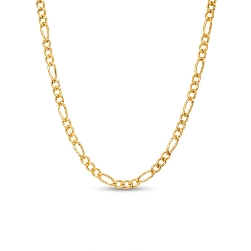Men's 3.5mm Figaro Chain Necklace in Solid Stainless Steel  with Yellow Ion-Plate - 24"|Peoples Jewellers