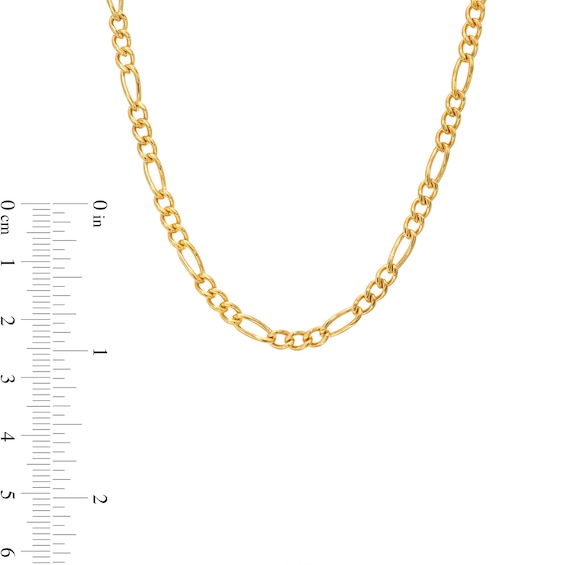 Men's 3.5mm Figaro Chain Necklace in Solid Stainless Steel  with Yellow Ion-Plate - 24"