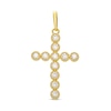 Cubic Zirconia Bead Frame Cross Necklace Charm in 10K Gold