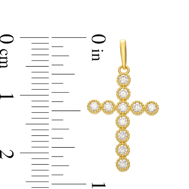Cubic Zirconia Bead Frame Cross Necklace Charm in 10K Gold|Peoples Jewellers
