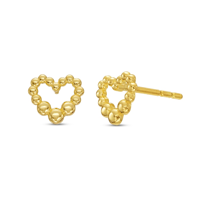 Polished Bubble Heart Stud Earrings in 10K Gold