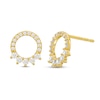 Cubic Zirconia Shadow Circle Stud Earrings in 10K Gold