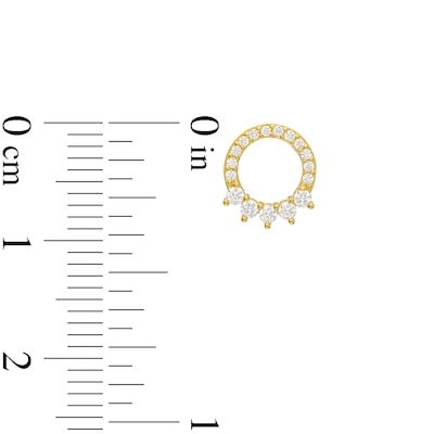 Cubic Zirconia Shadow Circle Stud Earrings in 10K Gold