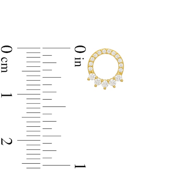 Cubic Zirconia Shadow Circle Stud Earrings in 10K Gold