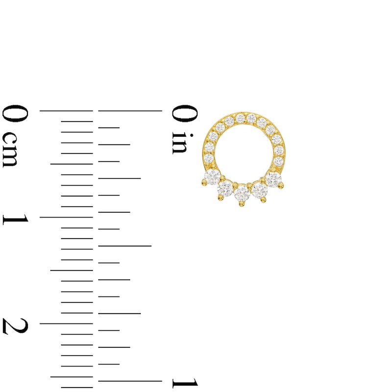 Cubic Zirconia Shadow Circle Stud Earrings in 10K Gold|Peoples Jewellers