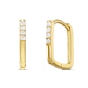 Thumbnail Image 0 of Cubic Zirconia Rectangular Huggie Hoop Earrings in 10K Gold