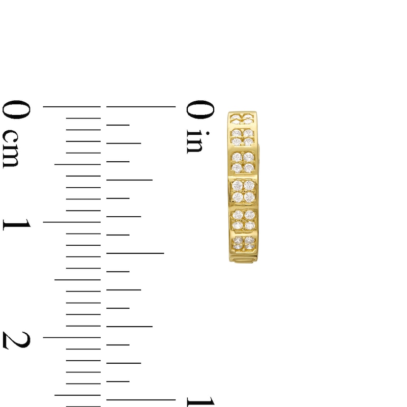Quad Cubic Zirconia Huggie Hoop Earrings in 10K Gold|Peoples Jewellers