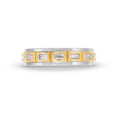 Men's Vera Wang Love Collection 0.45 CT. T.W. Baguette Diamond Station Wedding Band in 14K Two-Tone Gold