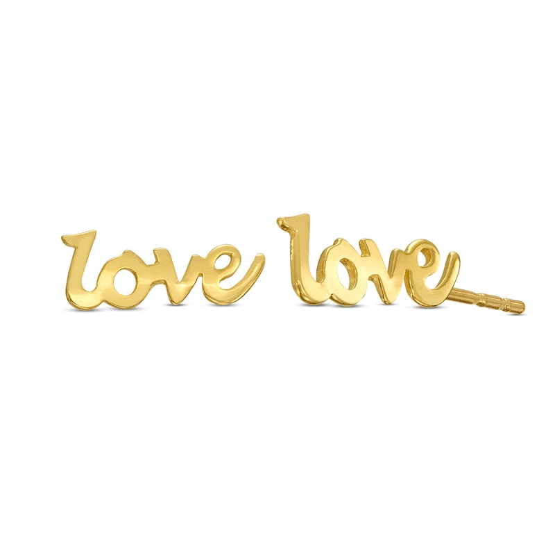 Polished "love" Stud Earrings in 10K Gold|Peoples Jewellers