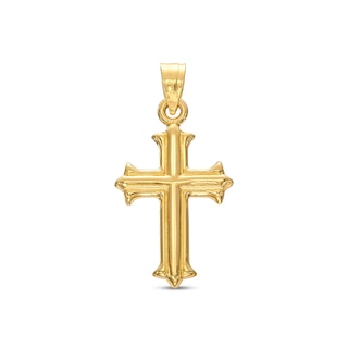 Gothic-Style Cross Charm in Hollow 14K Gold