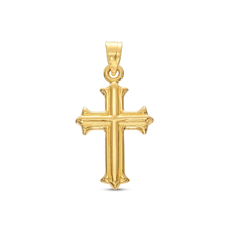 Gothic-Style Cross Charm in Hollow 14K Gold
