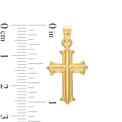 Gothic-Style Cross Charm in Hollow 14K Gold