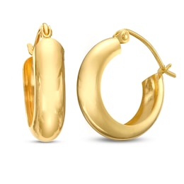 16.0mm Tube Hoop Earrings in Hollow 14K Gold