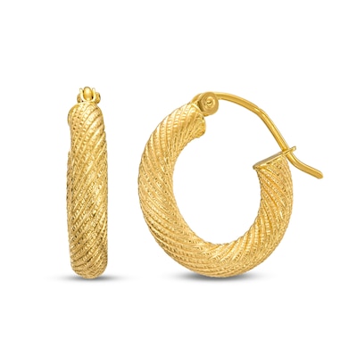 Textured 17.0mm Hoop Earrings in Hollow 14K Gold