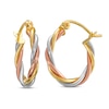 Thumbnail Image 0 of 16.5mm Twist Hoop Earrings in Hollow 14K Tri-Tone Gold