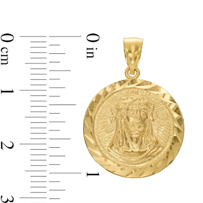 Diamond-Cut Jesus Medallion Charm in 14K Gold