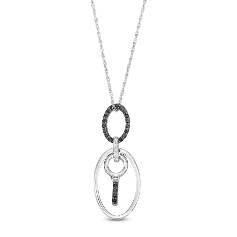 0.20 CT. T.W. Black and White Diamond Oval Drop Pendant in Sterling Silver