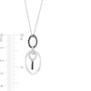 Thumbnail Image 2 of 0.20 CT. T.W. Black and White Diamond Oval Drop Pendant in Sterling Silver