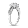 Thumbnail Image 2 of 0.25 CT. T.W. Diamond Floral Composite Split Shank Promise Ring in Sterling Silver