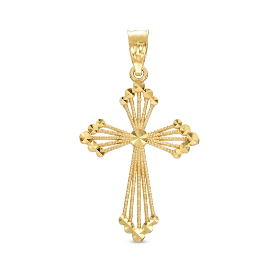 Diamond-Cut Textured Cross Charm in 14K Gold