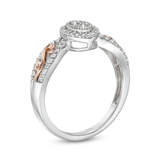 0.25 CT. T.W. Oval Multi-Diamond Open Shank with Infinity Promise Ring in Sterling Silver and 10K Rose Gold