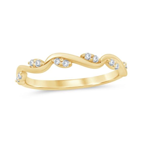 0.12 CT. T.W. Marquise Multi-Diamond Slanted Wavy Stackable Band in 10K Gold