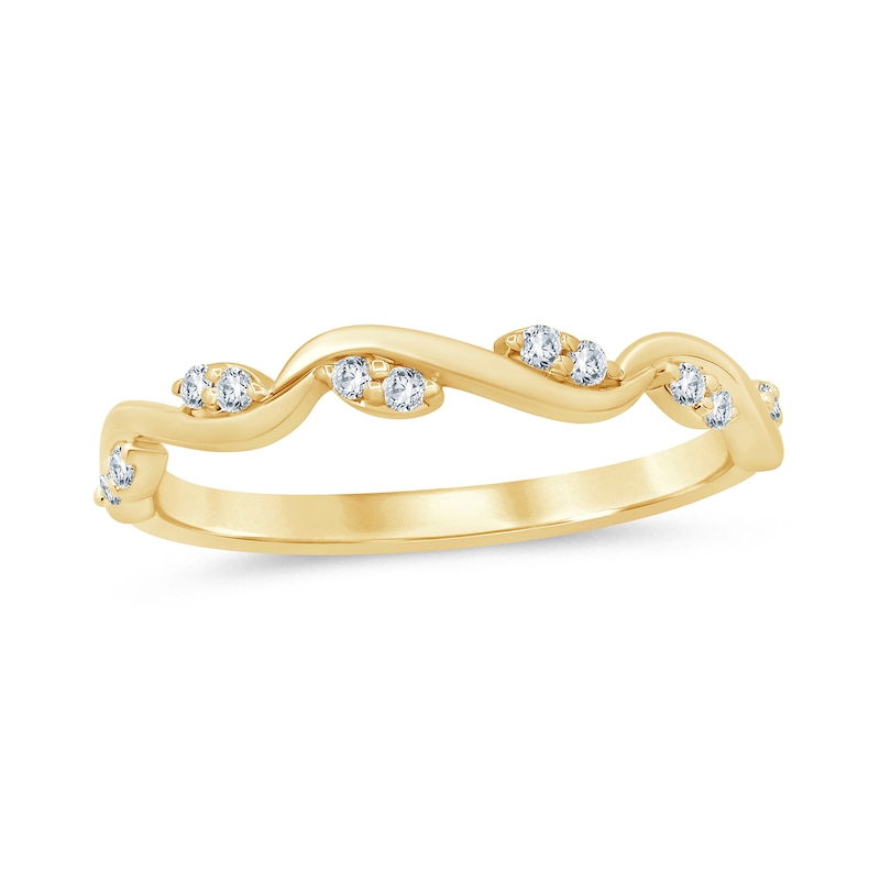 0.12 CT. T.W. Marquise Multi-Diamond Slanted Wavy Stackable Band in 10K Gold