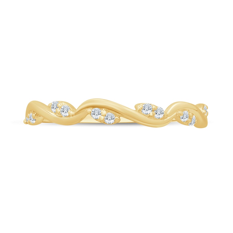 0.12 CT. T.W. Marquise Multi-Diamond Slanted Wavy Stackable Band in 10K Gold