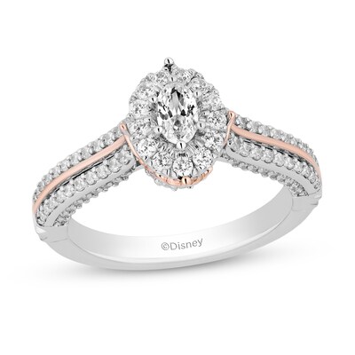 Collector's Edition Enchanted Disney 0.95 CT. T.W. Oval Diamond Engagement Ring in 14K Two-Tone Gold