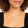 Thumbnail Image 1 of Sideways Emerald-Cut Swiss Blue Topaz Double Chain Necklace in 10K Gold - 17"