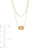 Sideways Emerald-Cut Citrine Double Chain Necklace in 10K Gold - 17"