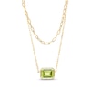 Thumbnail Image 1 of Sideways Emerald-Cut Peridot Double Chain Necklace in 10K Gold - 17&quot;