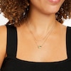 Thumbnail Image 2 of Sideways Emerald-Cut Peridot Double Chain Necklace in 10K Gold - 17&quot;