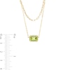 Sideways Emerald-Cut Peridot Double Chain Necklace in 10K Gold - 17"