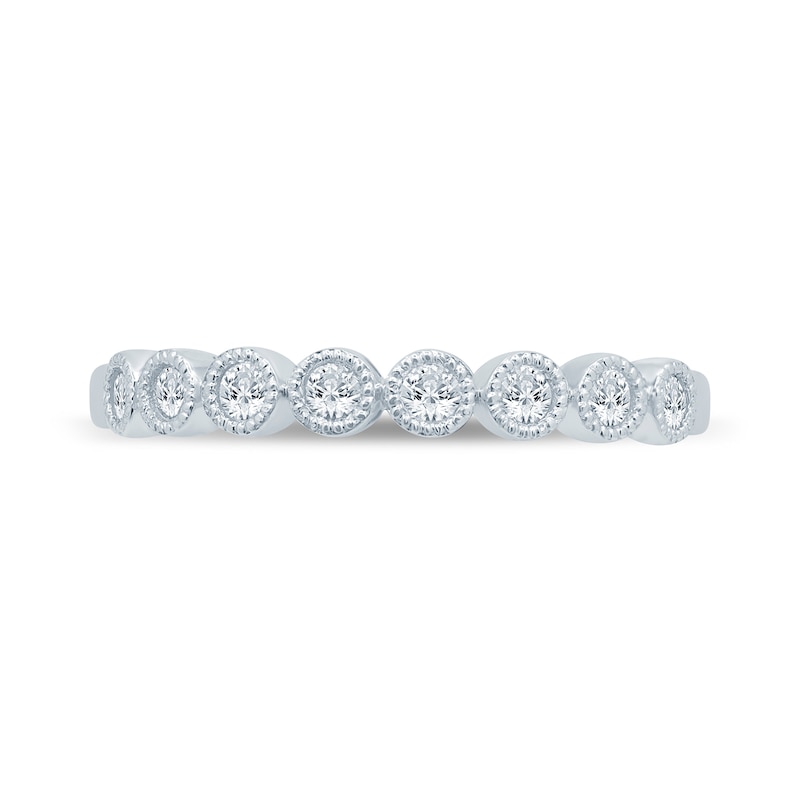 Main Image 4 of 0.23 CT. T.W. Diamond Bead Frame Vintage-Style Stackable Band in 10K White Gold