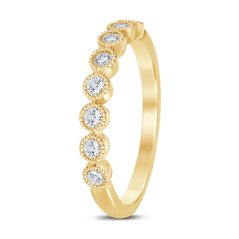 Main Image 2 of 0.23 CT. T.W. Diamond Bead Frame Vintage-Style Stackable Band in 10K Gold