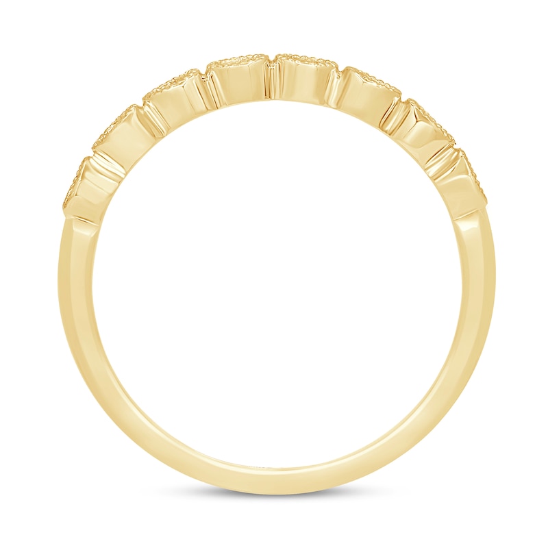 Main Image 3 of 0.23 CT. T.W. Diamond Bead Frame Vintage-Style Stackable Band in 10K Gold