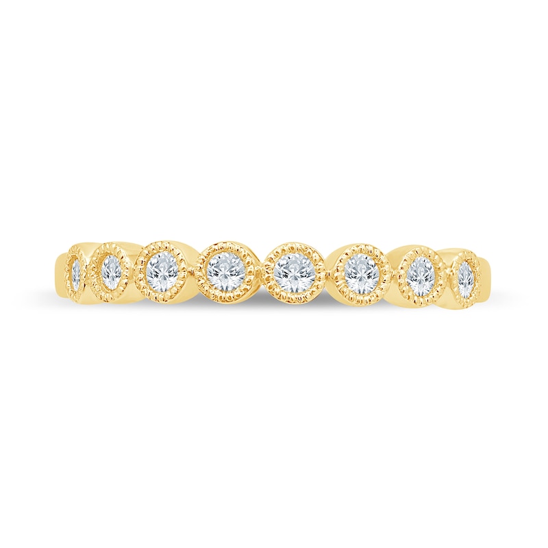 Main Image 4 of 0.23 CT. T.W. Diamond Bead Frame Vintage-Style Stackable Band in 10K Gold