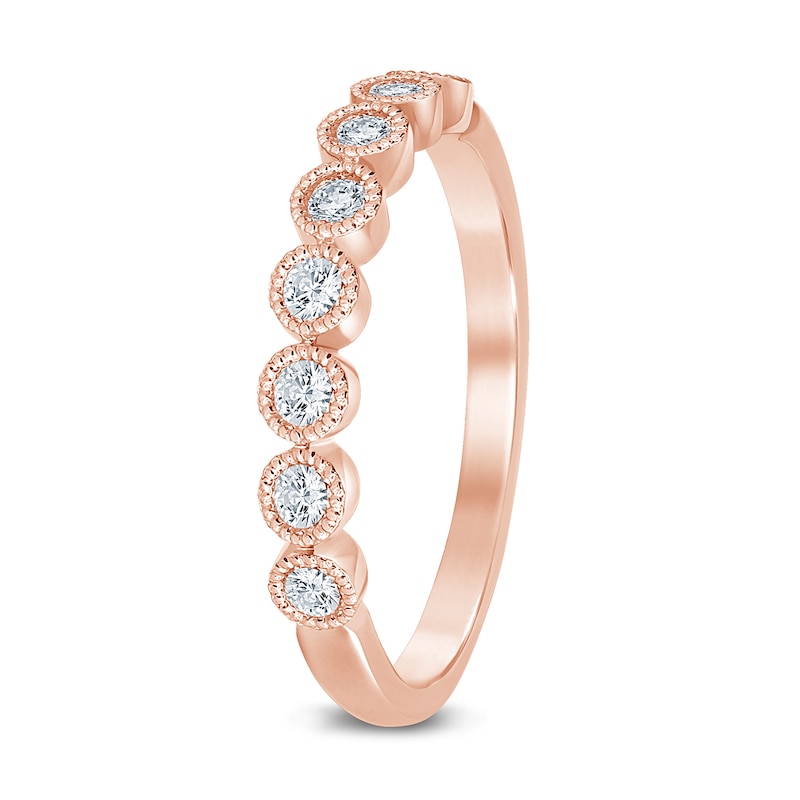 Main Image 2 of 0.23 CT. T.W. Diamond Bead Frame Vintage-Style Stackable Band in 10K Rose Gold