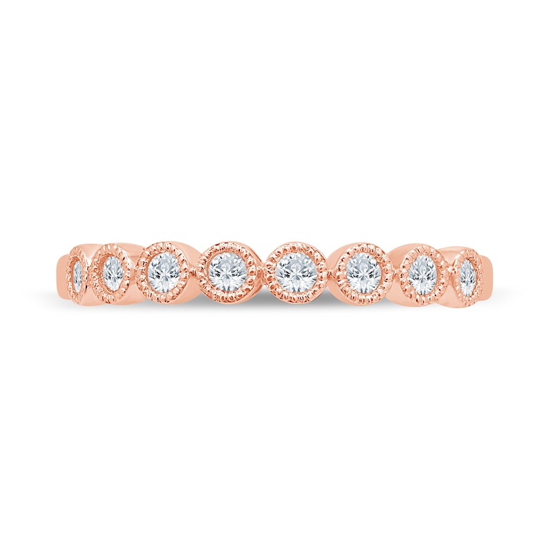 Main Image 4 of 0.23 CT. T.W. Diamond Bead Frame Vintage-Style Stackable Band in 10K Rose Gold