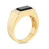 Men's Sideways Rectangular Onyx and 0.10 CT. T.W. Diamond Line Ring in 10K Gold