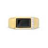 Men's Sideways Rectangular Onyx and 0.10 CT. T.W. Diamond Line Ring in 10K Gold