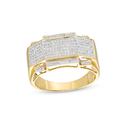 Men's 0.50 CT. T.W. Diamond Layered Geometric Ring in 10K Gold