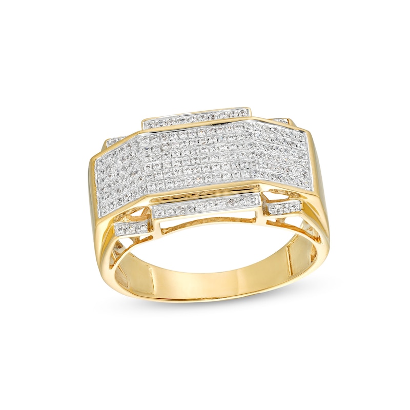 Men's 0.50 CT. T.W. Diamond Layered Geometric Ring in 10K Gold|Peoples Jewellers