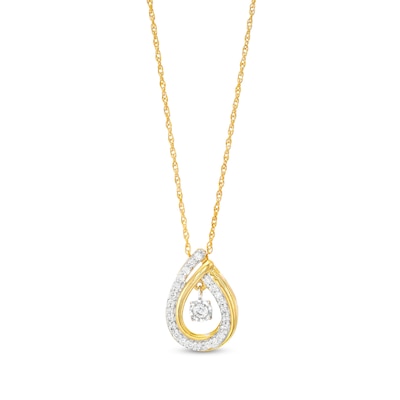 Unstoppable Love™ 0.20 CT. T.W. Diamond Dangle Double Teardrop Pendant in 10K Gold