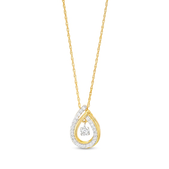 Unstoppable Love™ 0.20 CT. T.W. Diamond Dangle Double Teardrop Pendant in 10K Gold